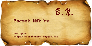 Bacsek Nóra névjegykártya