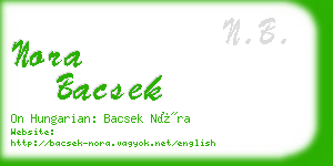 nora bacsek business card